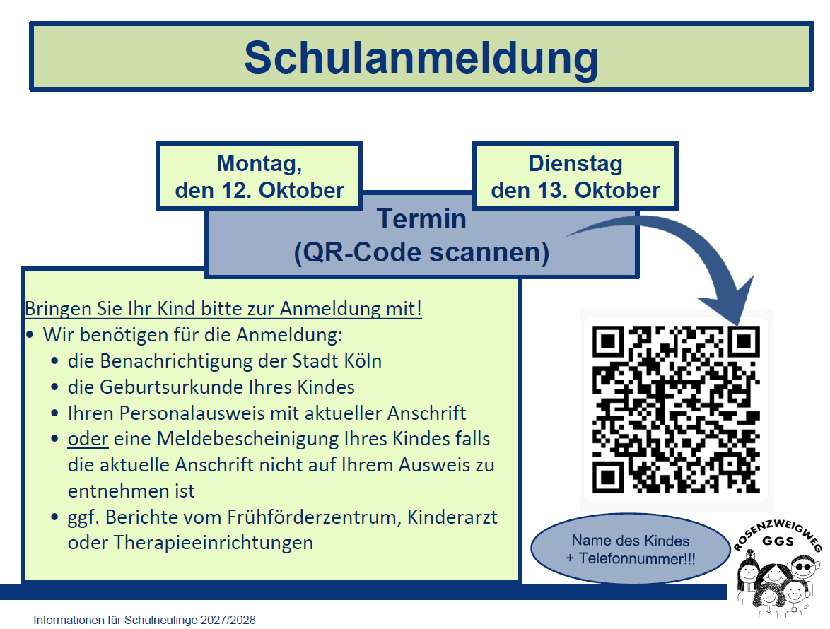 Schulanmeldung für das Schuljahr 2027 / 2028